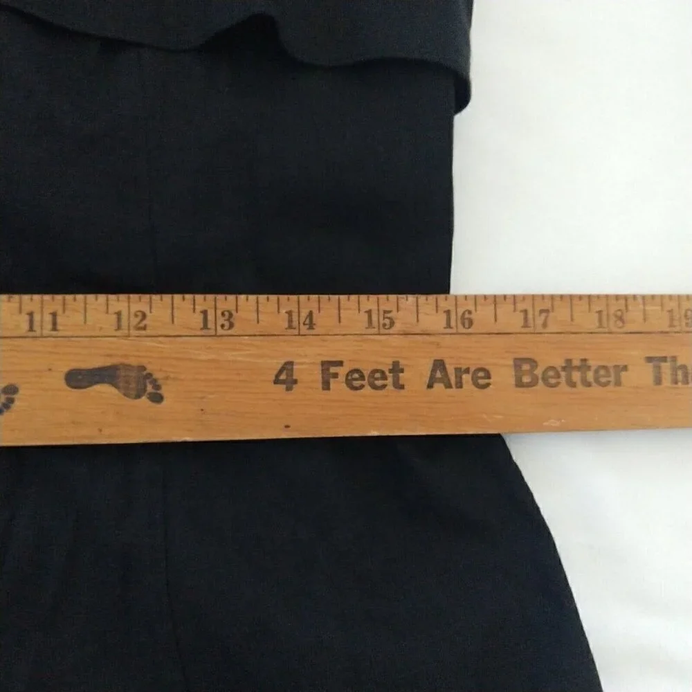 Theory Drape Back Dress Size 10 Black Linen Blend Stretch Sleeveless Fit & Flare